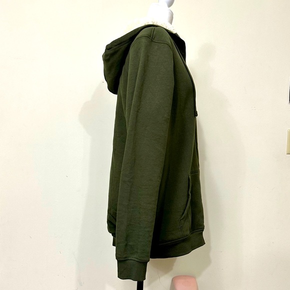 NEW Livergy Sherpa Lined Deep Green 30" Zipper X-Long Hem Hoodie Sweatshirt XXL - Picture 9 of 15